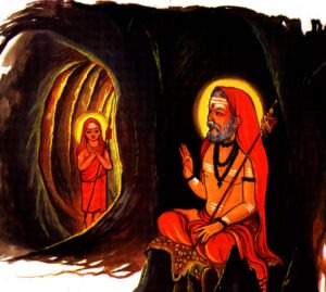Adi Shankara meeting his Guru Govindpada